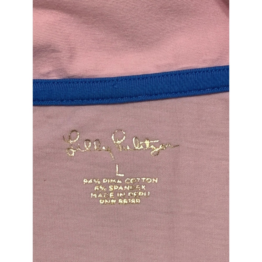Lilly Pulitzer Womens sz L Pink Pima Cotton Spandex Polo Shirt Size - Picture 3 of 6